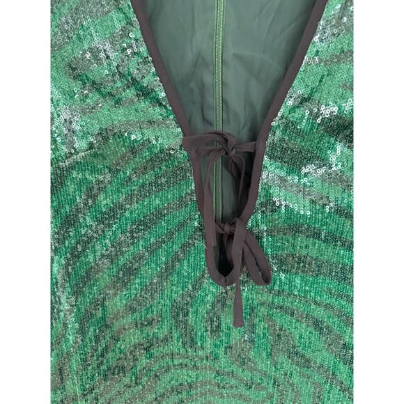 The Wolf Gang Brillo Sequin Mini Dress Green Medium - Picture 6 of 10